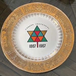 CANADA CENTENNIAL 1867-1967 GOLD MIDAS BAND ON BEIGE PLATE
